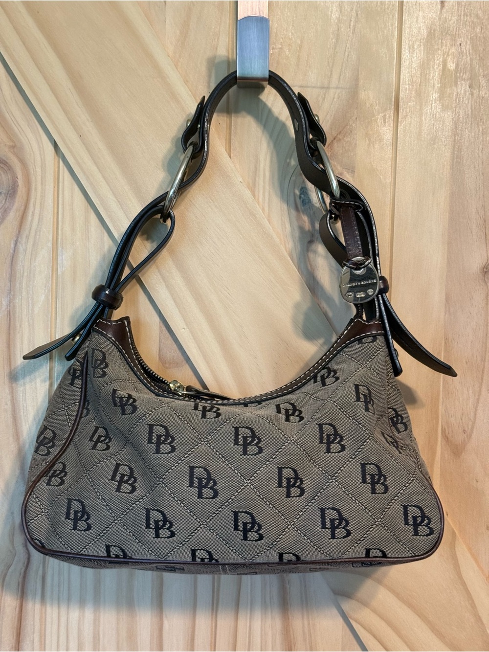 Dooney & Bourke Tan Brown Monogram Shoulder Bag - Picture 10 of 16
